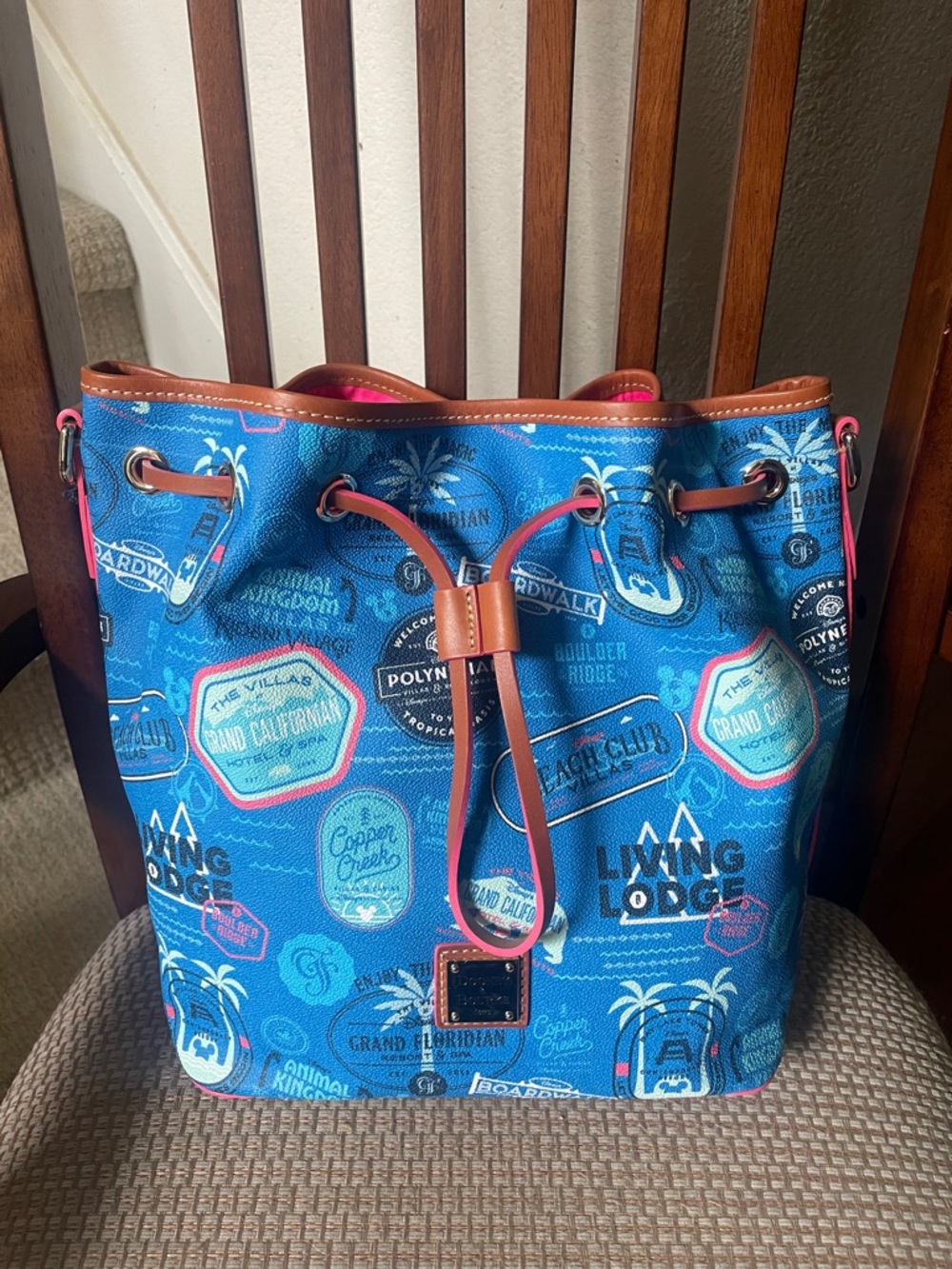 Dooney & Bourke Disney Vacation Club Blue Drawstring Tote